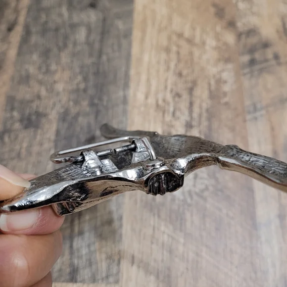 Western Silver Longhorn Bull Skull Belt Buckle Festival Ciuntry Music Concert - Picture 5 of 8